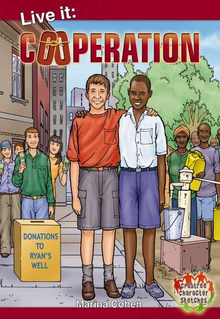 This is my cover for "Cooperation" published by Crabtree Publishing. It's a series of six stories demonstrating how cooperation can enhance life's undertakings. I illustrated six biographies in "graphic novel" form, supplying Crabtree Publishing with line art to which they added dialogue, color and then composed the art into pages.
It was a diverse group of subjects with Eli Manning, Harriet Tubman. NASA Flight Director Eugene Kranz, Doctors Without Borders founder Bernard Kouchner and others.

The style of art had to be almost "neutral" in character, no exaggerated or harsh linework, no overdone facial expressions... You might call it a "documentary" style of artwork.